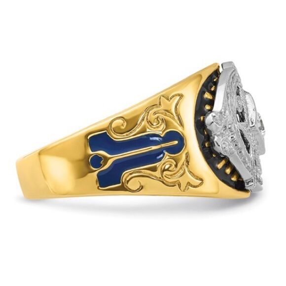 10k Gold Men's Diamond Blue Lodge Masonic Ring: A Symbol of Brotherhood - Picture 6 of 8